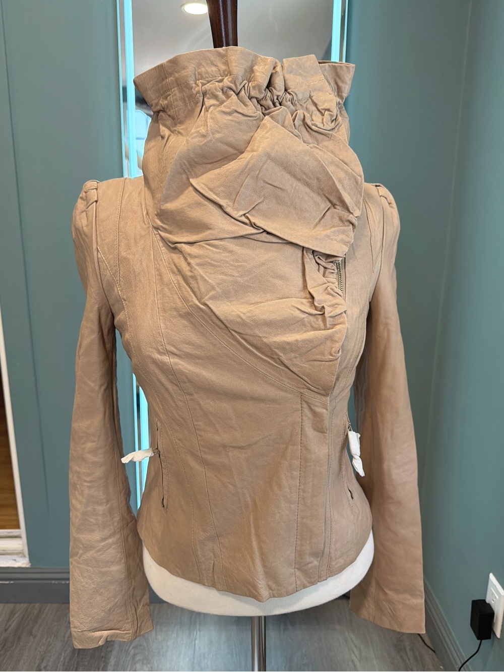 Vintage VERO MODA Genuine Pigskin Leather Jacket XS/S Avant Garde Y2K